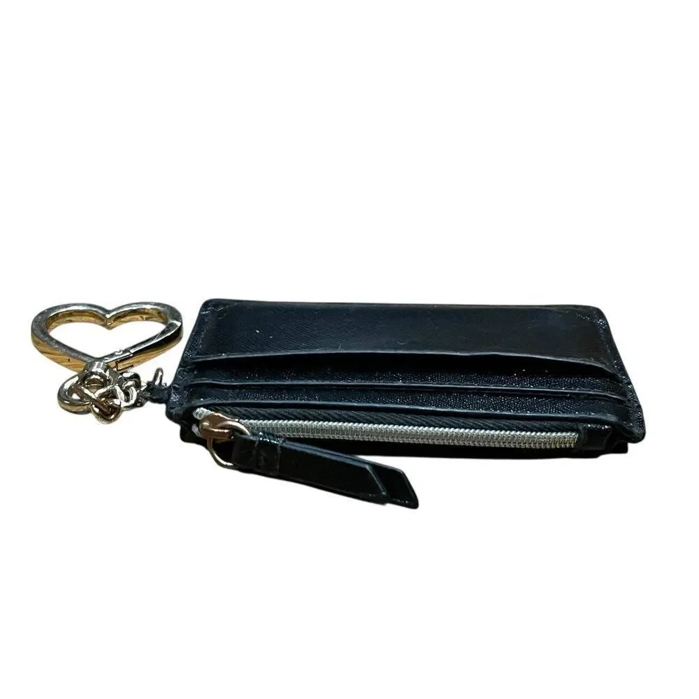 Victoria's Secret Credit Card Case Keychain Charm Coin Wallet Black Rose Gold